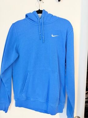 Nike Men's Bright Blue Hooded Sweatshirt with White Swoosh